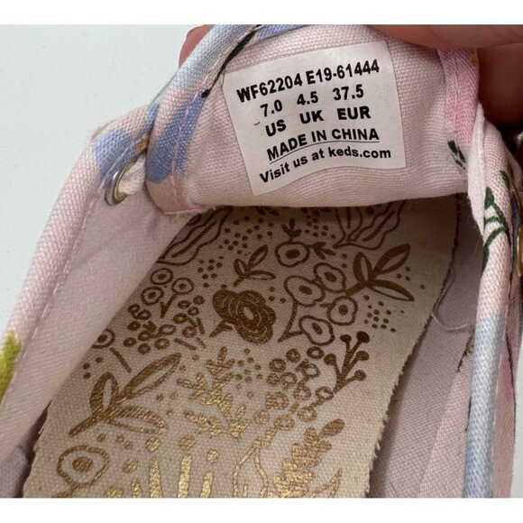 Keds Womens Canvas Rifle Paper Co Sneakers Floral Print US 7 EU 37.5 Pink/Multic - Picture 4 of 8